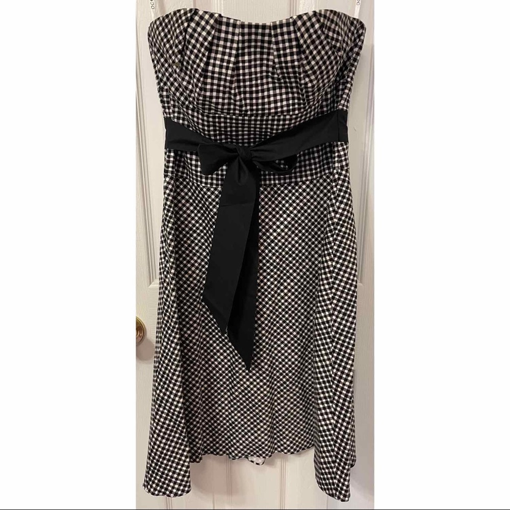 OC By OC Strapless Dress-Black and White Checkered